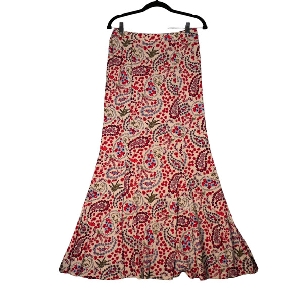 Cato Dresses & Skirts - Cato Maxi Skirt Womens XS Red Ivory Floral Stretch Slinky Travel Pull On Boho